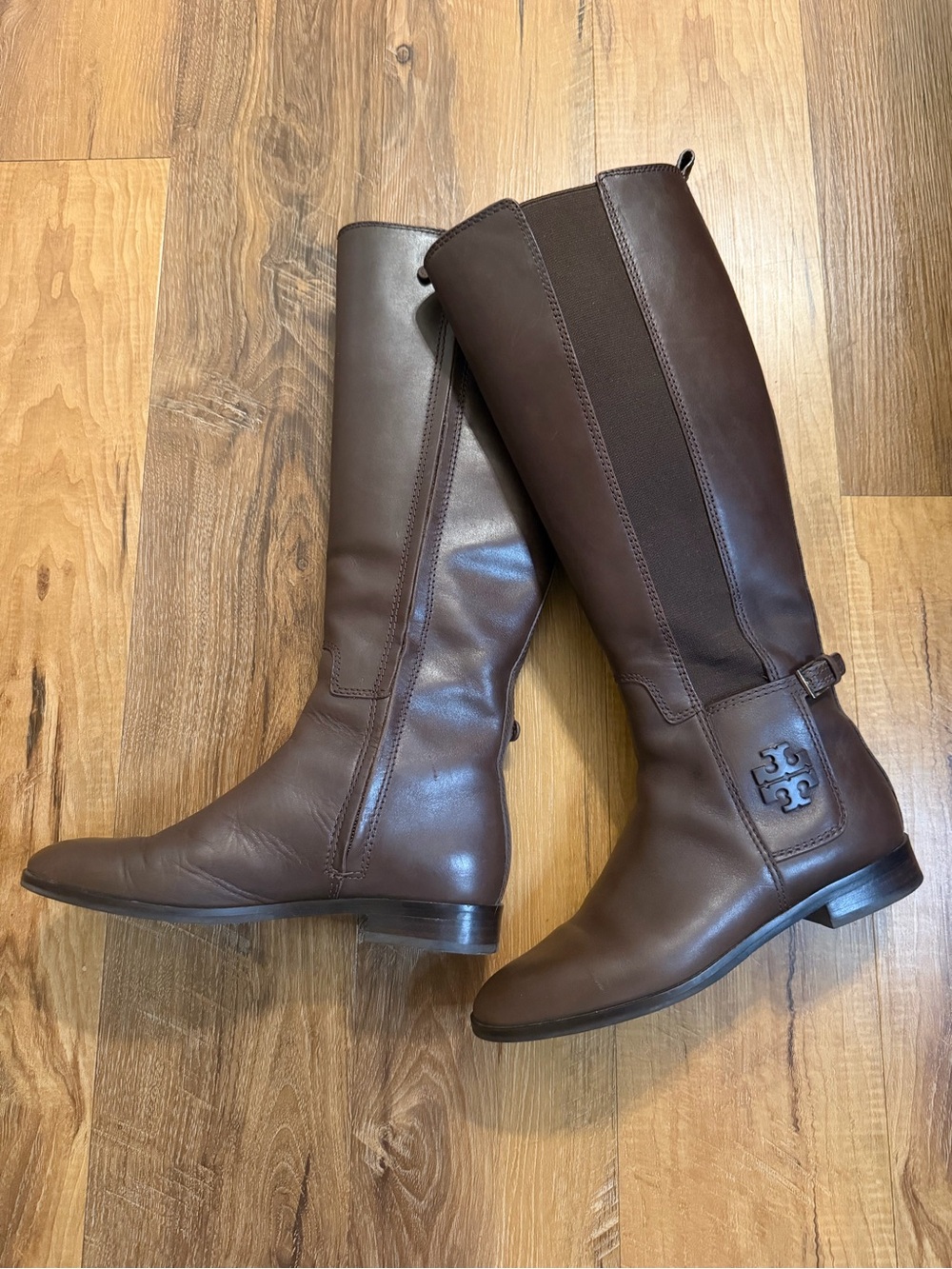 Tory Burch Brown Leather Knee-High Riding Boots